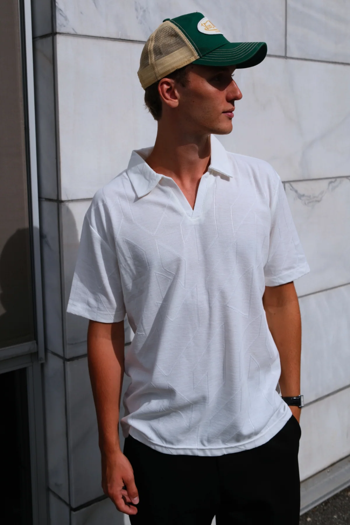 Atlas Textured Polo - White - Image 3