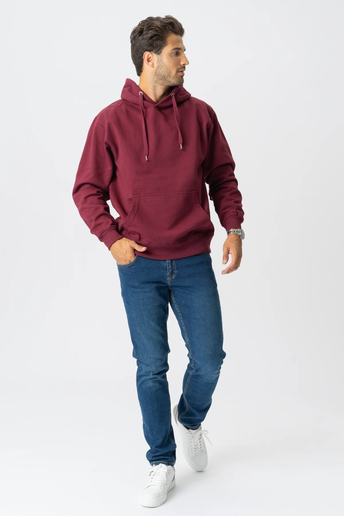 Basic Hoodie - Burgundy red - Image 3