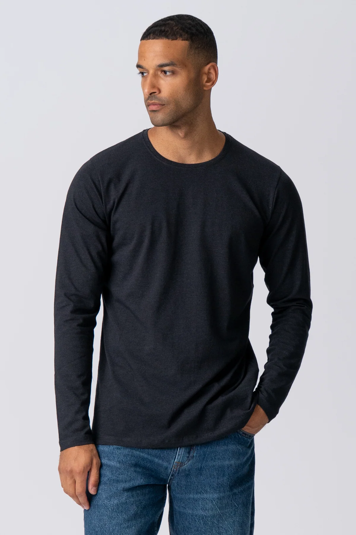 Basic Long-sleeved T-shirt - Black - Image 3