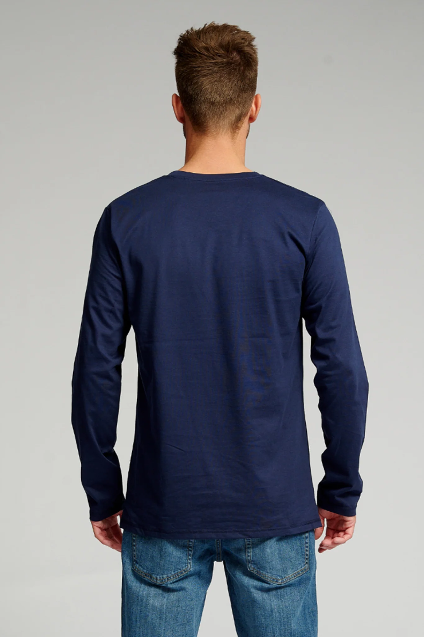 Basic Long-sleeved T-shirt - Navy - Image 3