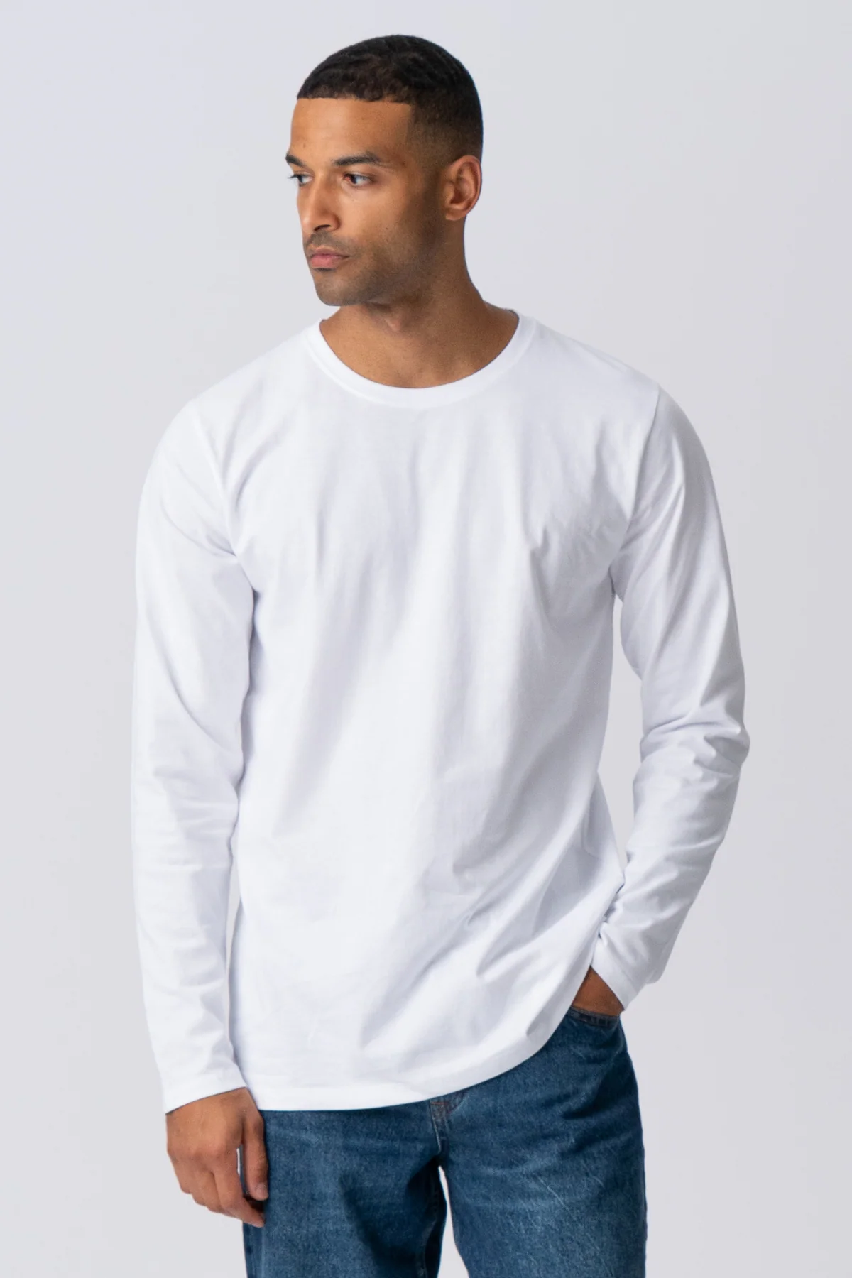Basic Long-sleeved T-shirt - White - Image 4