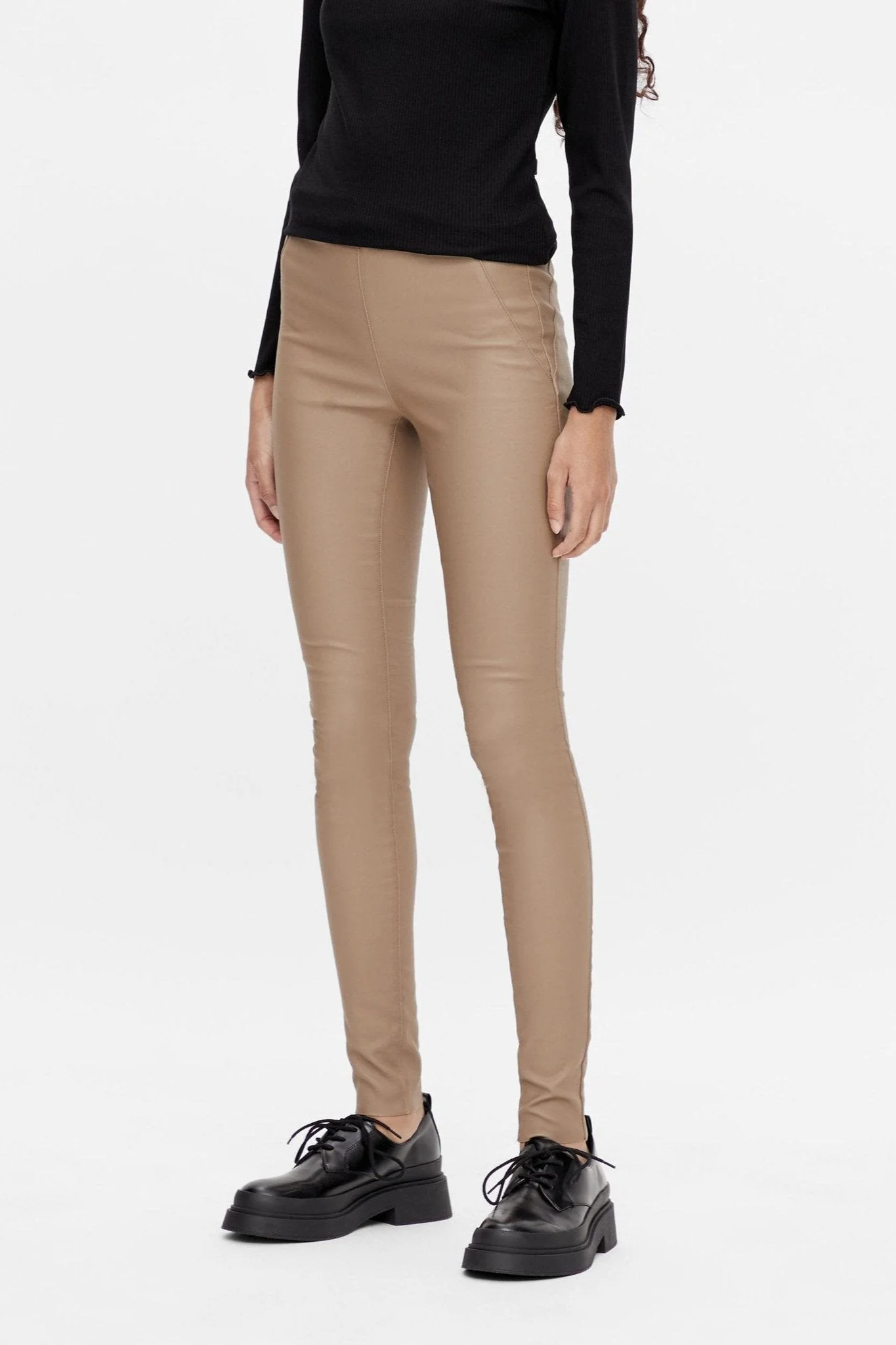 Belle Coated Leggings - Beige - Image 3