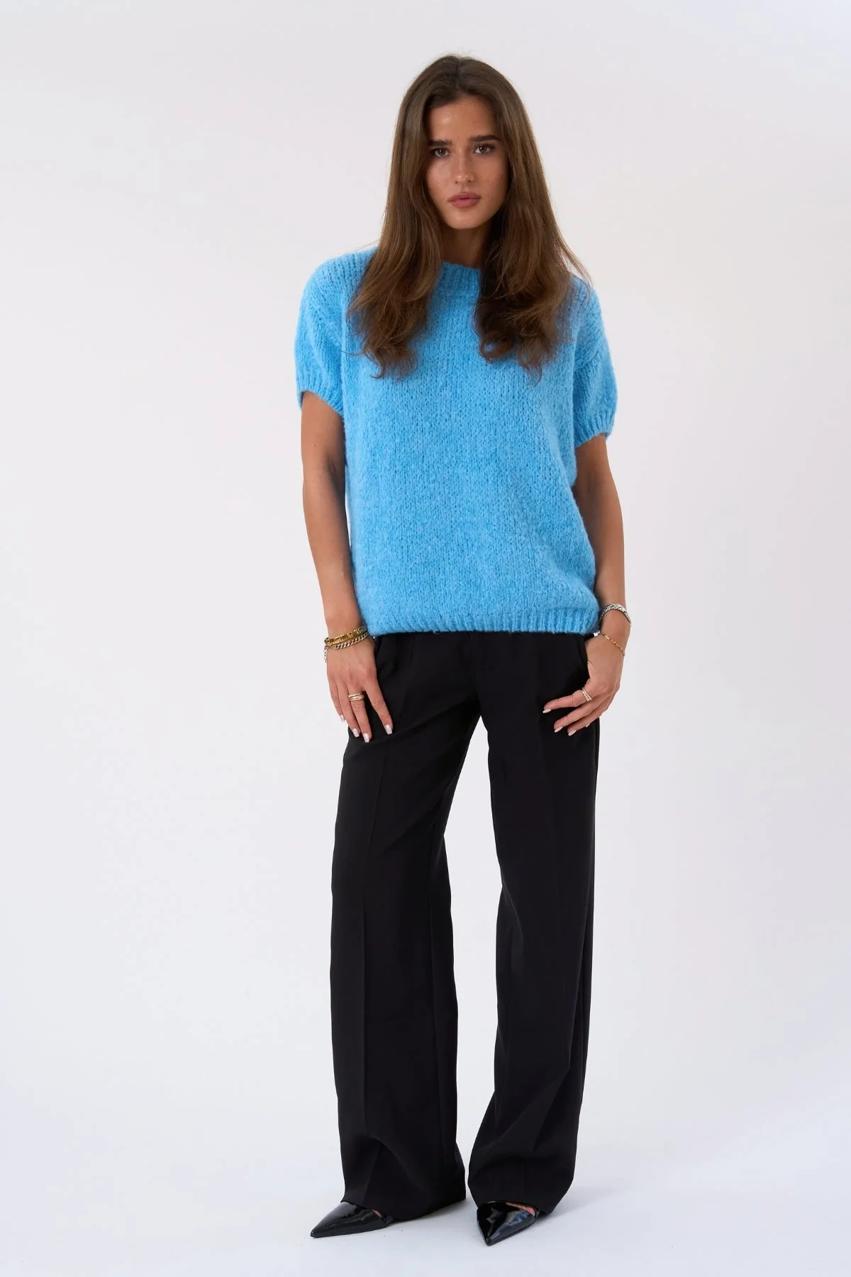 Chloe Short Sleeved Knit - Light Blue - Image 2