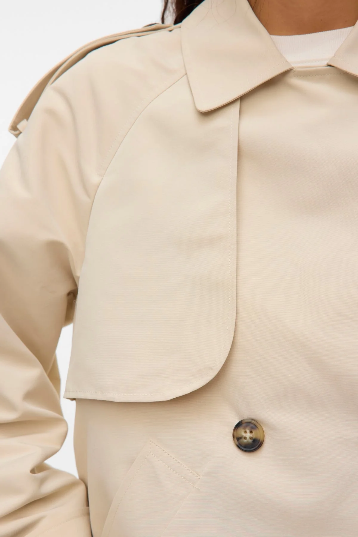 Chloe Short Trenchcoat - Oatmeal - Image 3