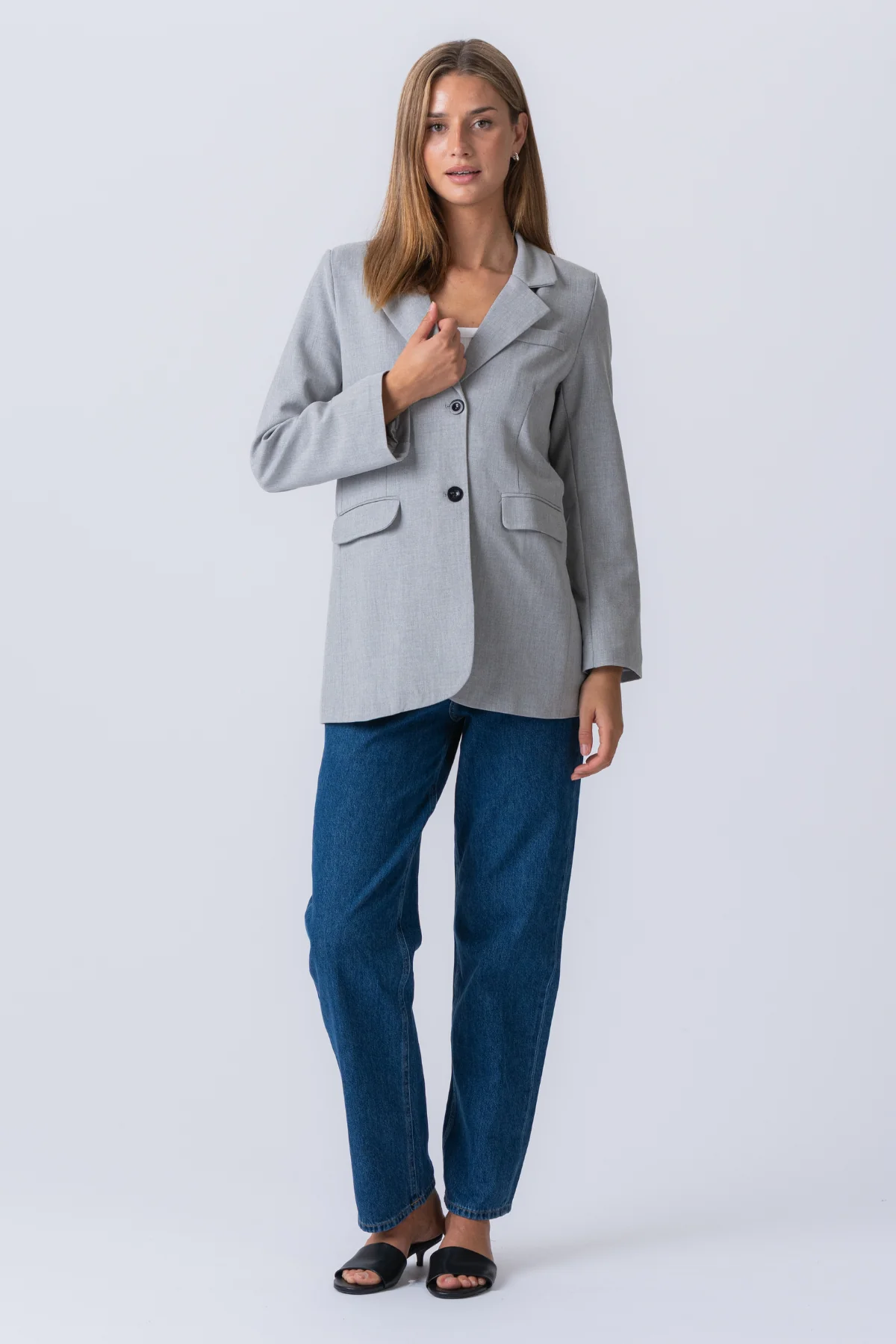Claire Oversized Blazer - Light Grey - Image 6
