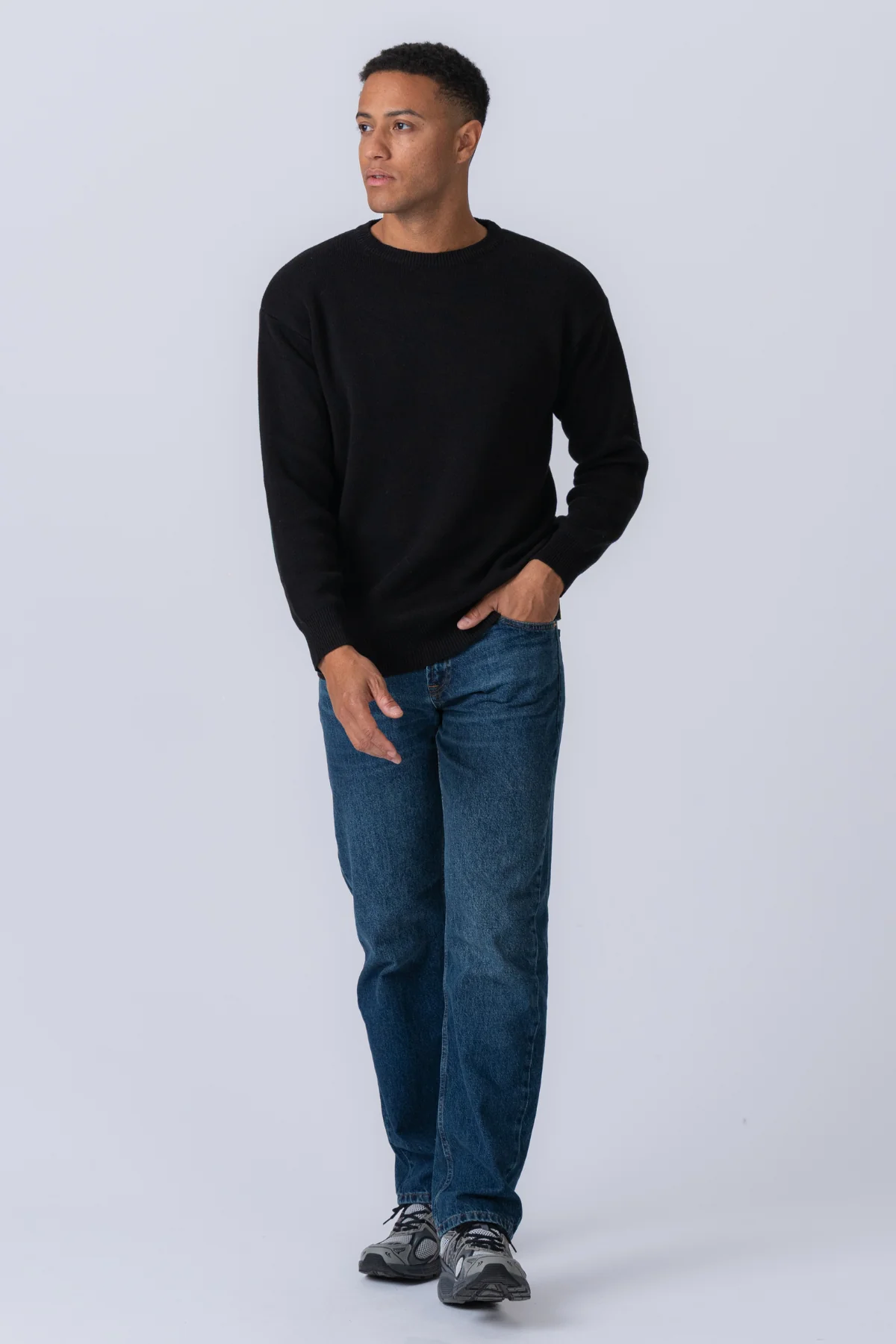 Crewneck Knit Sweater - Black - Image 4