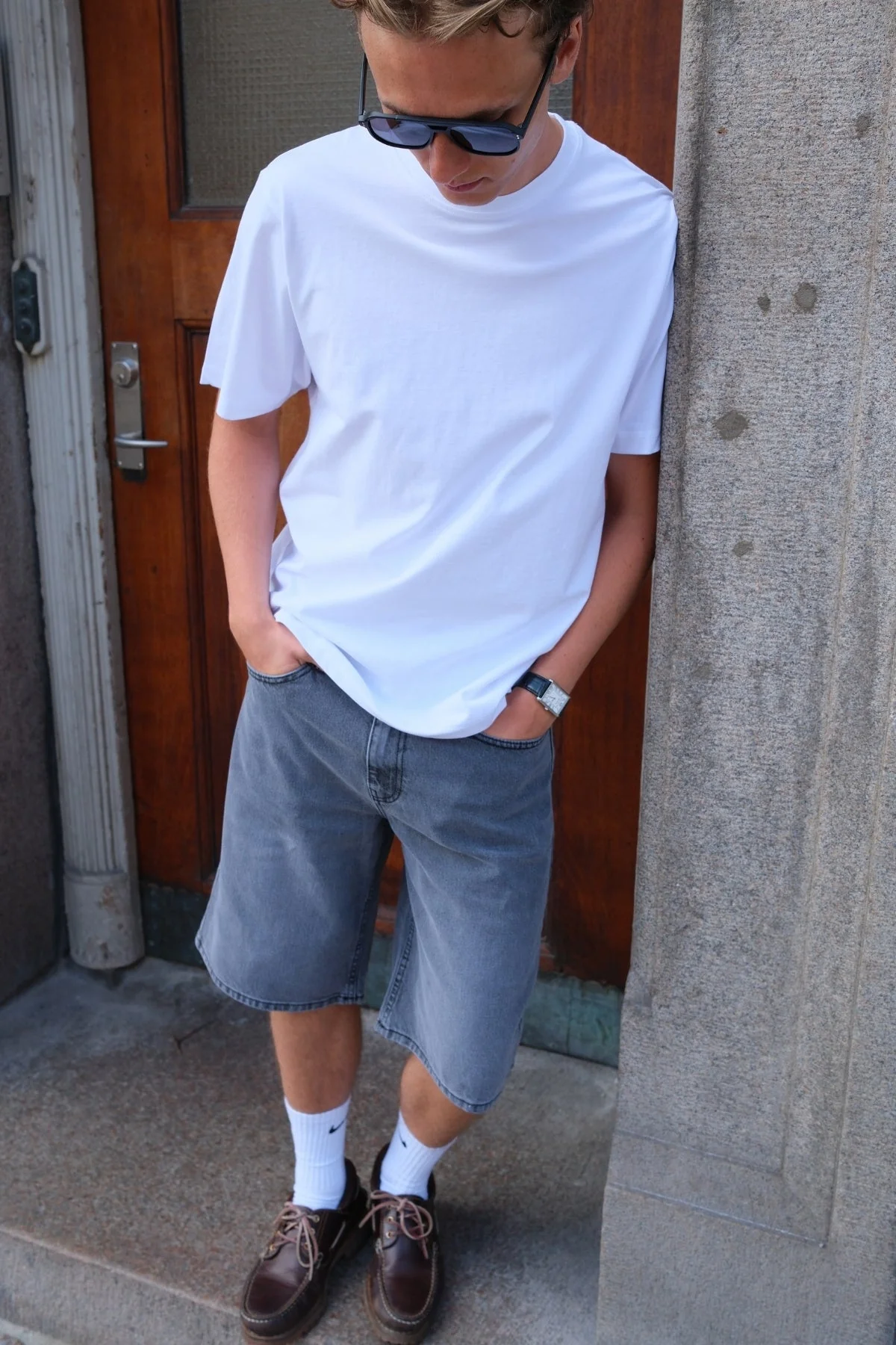 Denim Shorts Loose - Grey - Image 3