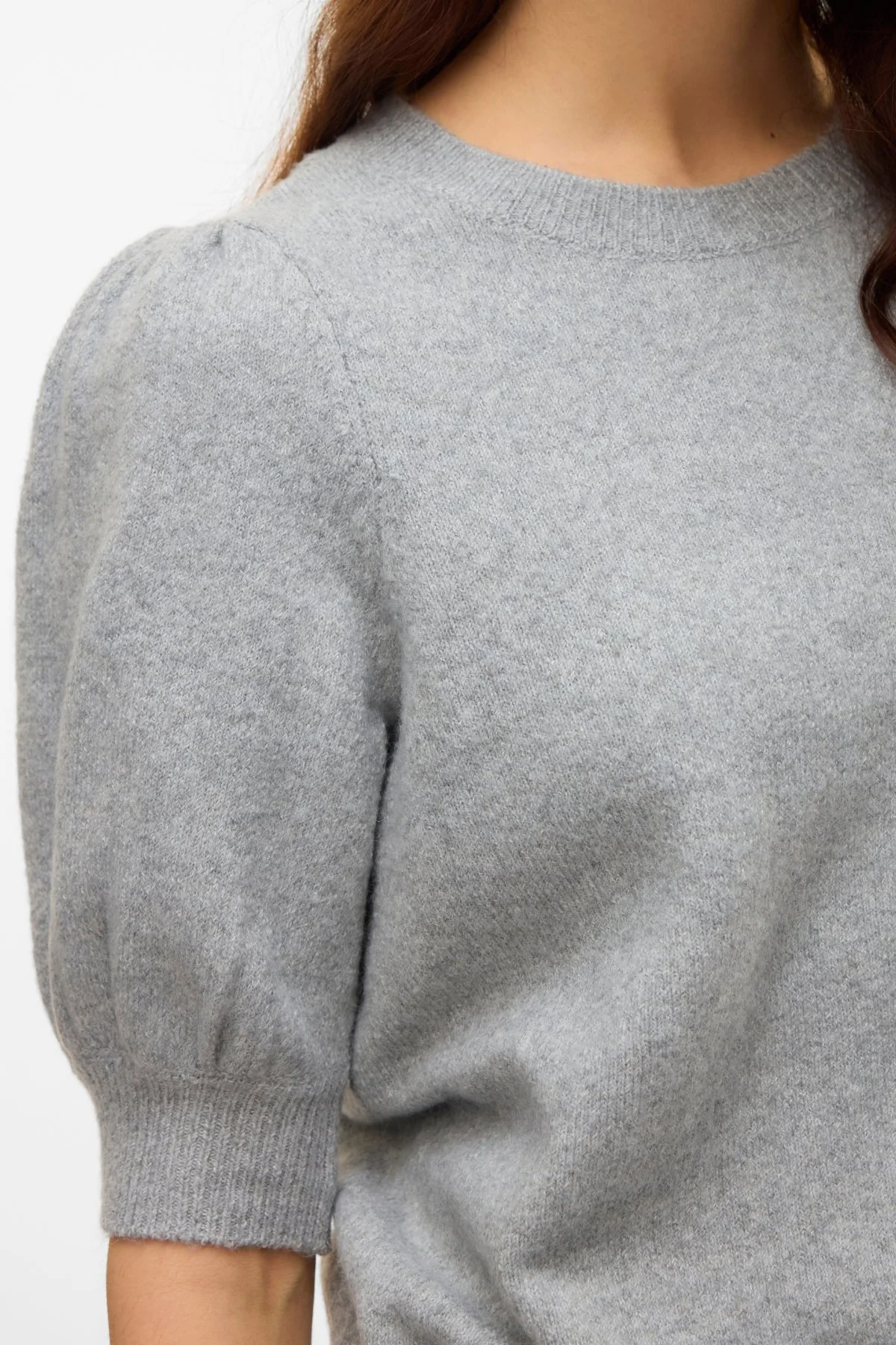 Doffy O-Neck Pullover - Light Grey Melange - Image 4