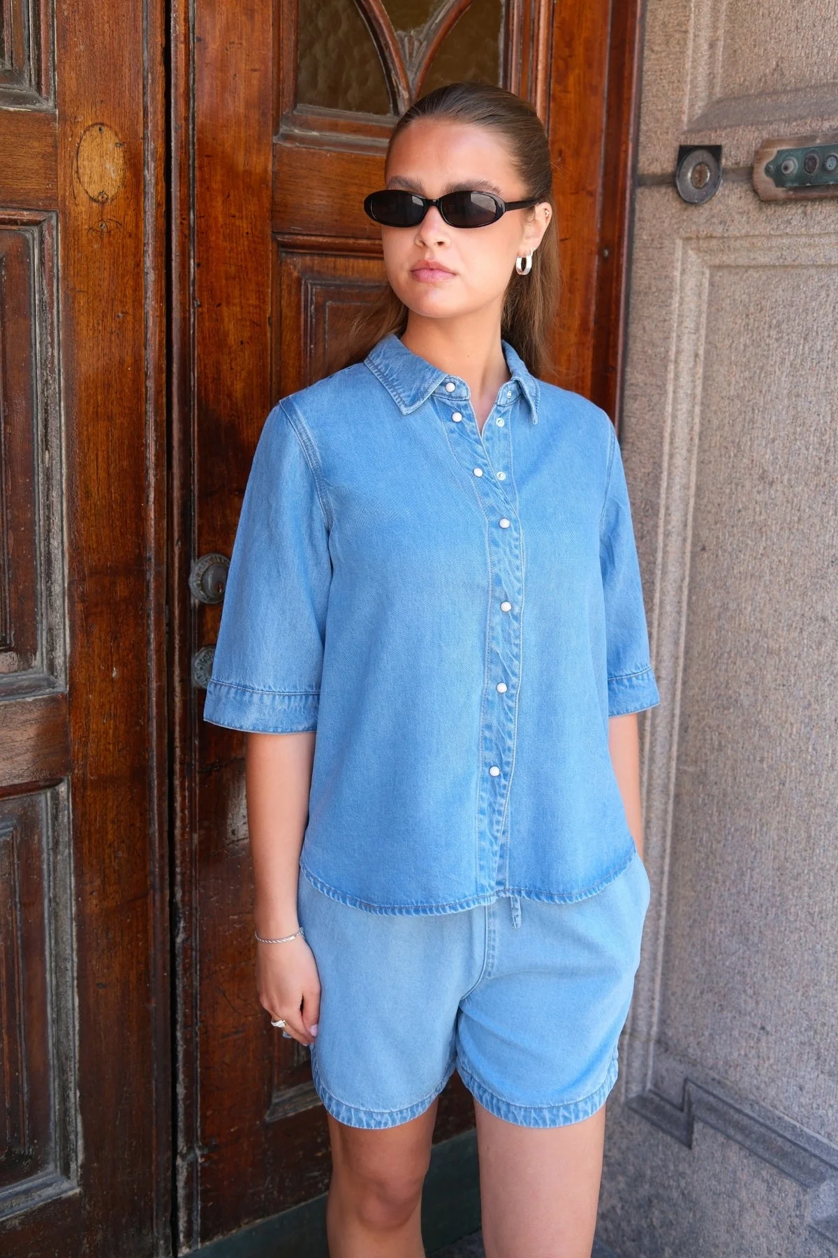 Frame Denim Top - Light Blue Denim - Image 3