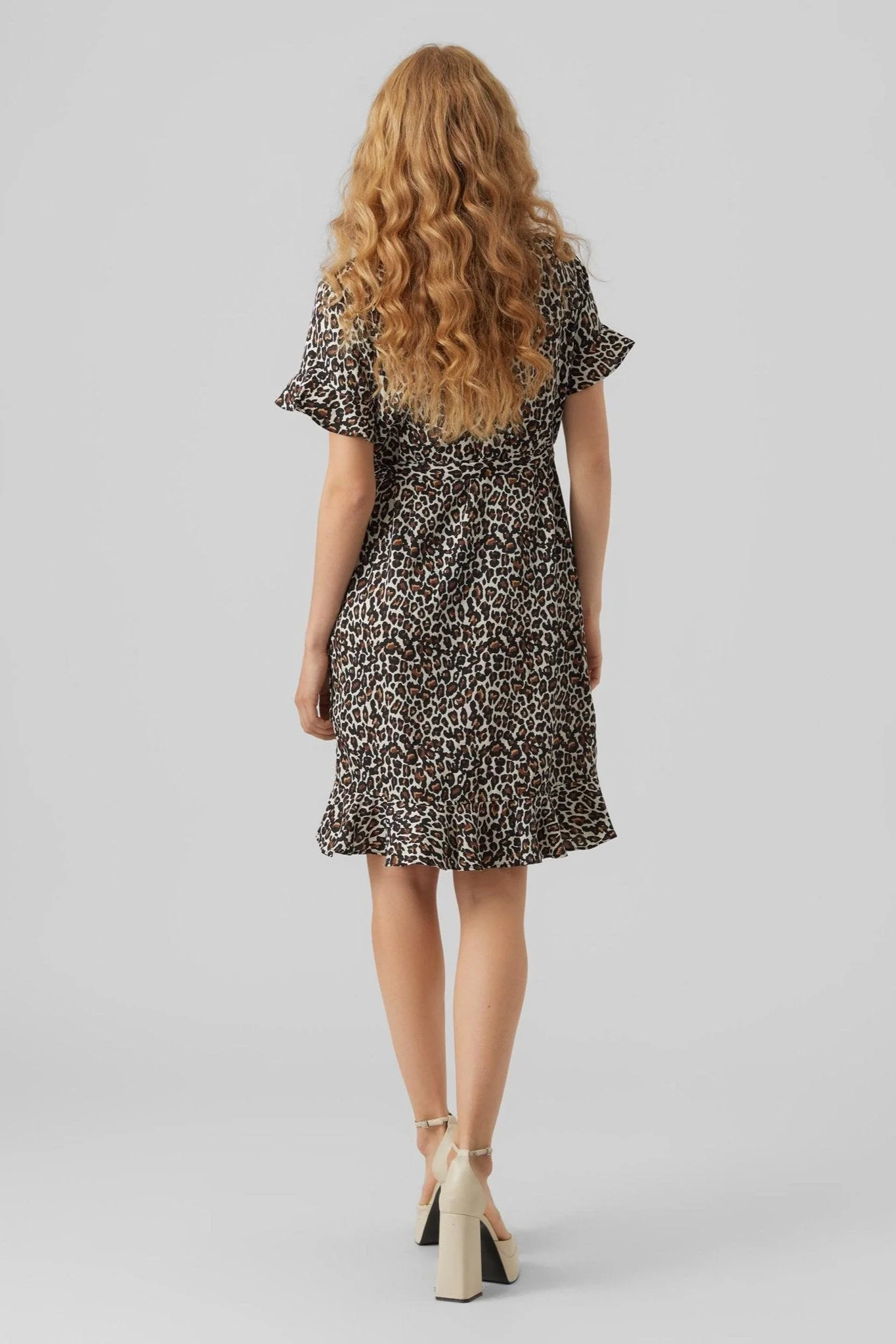 Henna Mini Wrap Dress - Oatmeal - Image 3