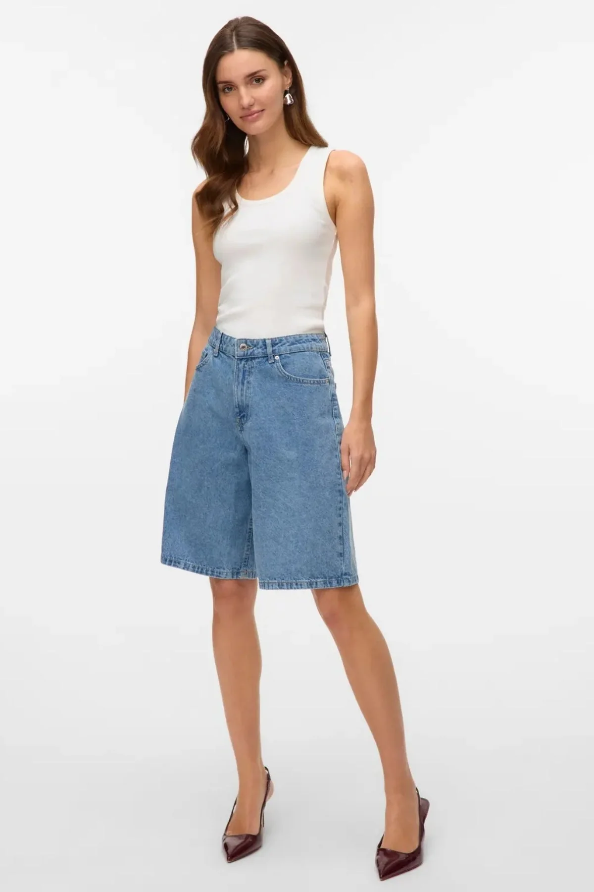 Kath Long Denim Shorts - Light Blue Denim - Image 4