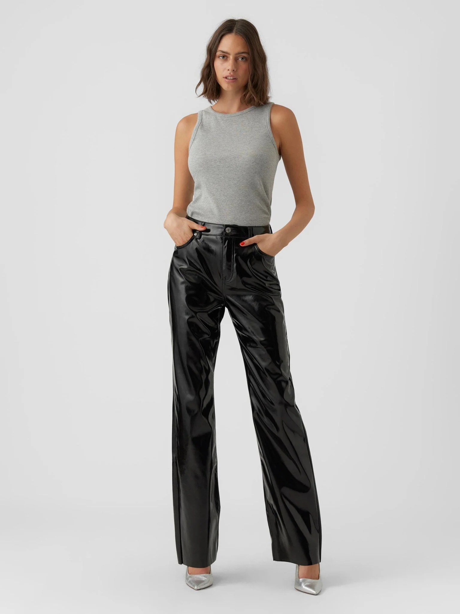 Kithy Loose Glossy Pants - Black - Image 3