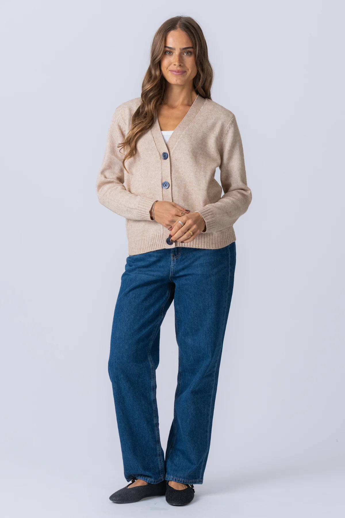 Knitted Cardigan - Beige - Image 6