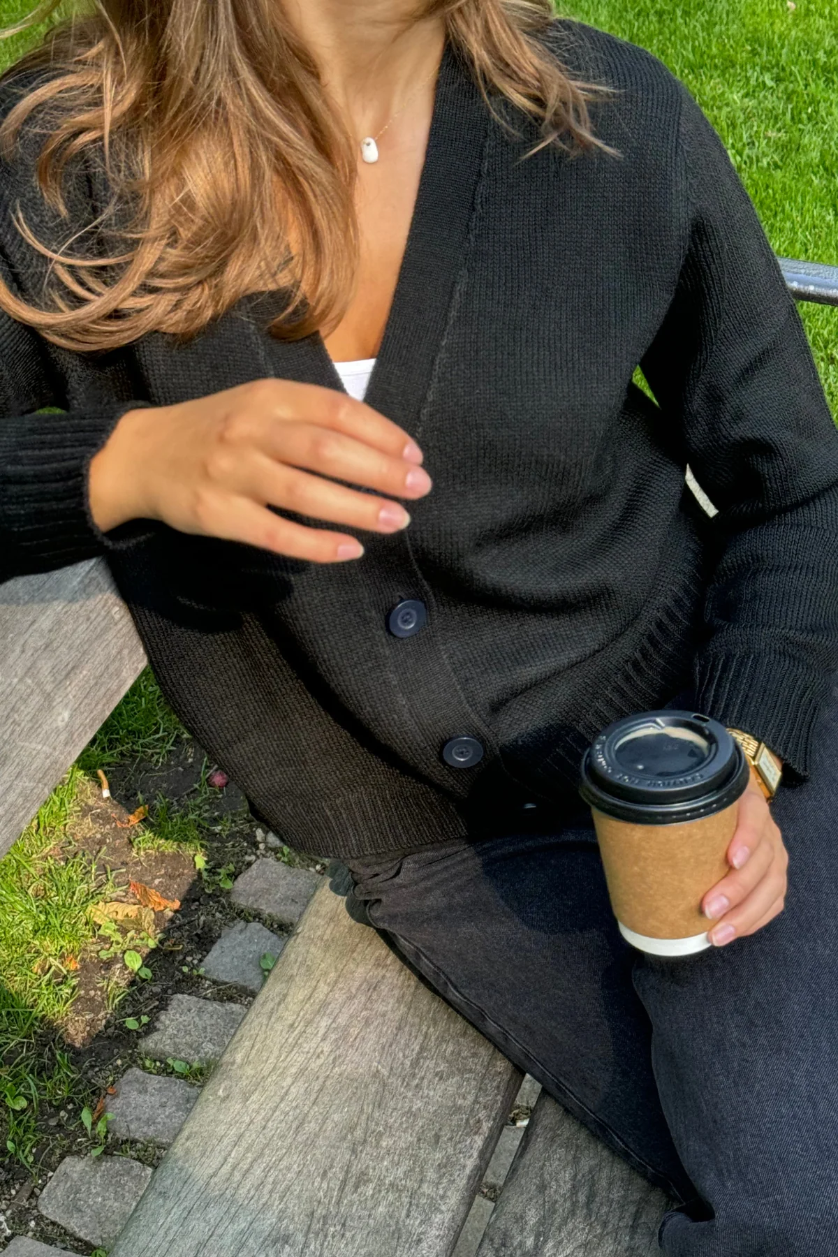 Knitted Cardigan - Black - Image 6