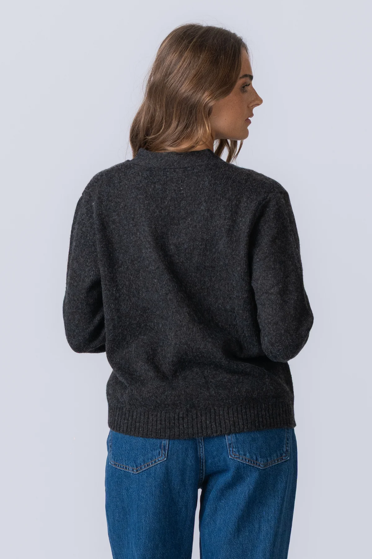 Knitted Cardigan - Dark Grey Melange - Image 10