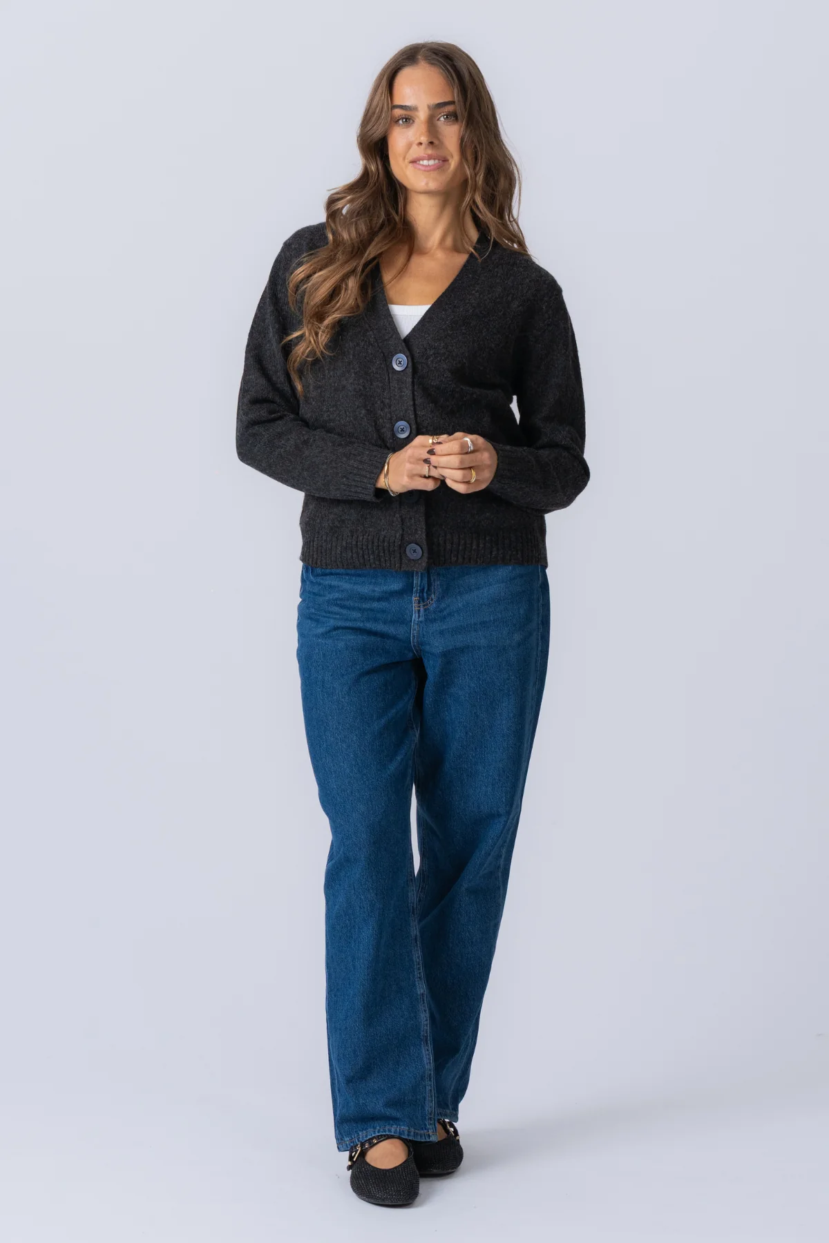 Knitted Cardigan - Dark Grey Melange - Image 9