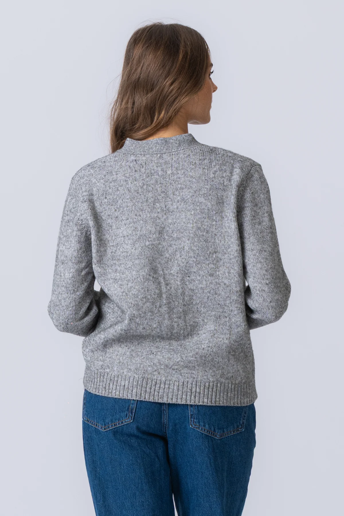 Knitted Cardigan - Light Grey Melange - Image 6