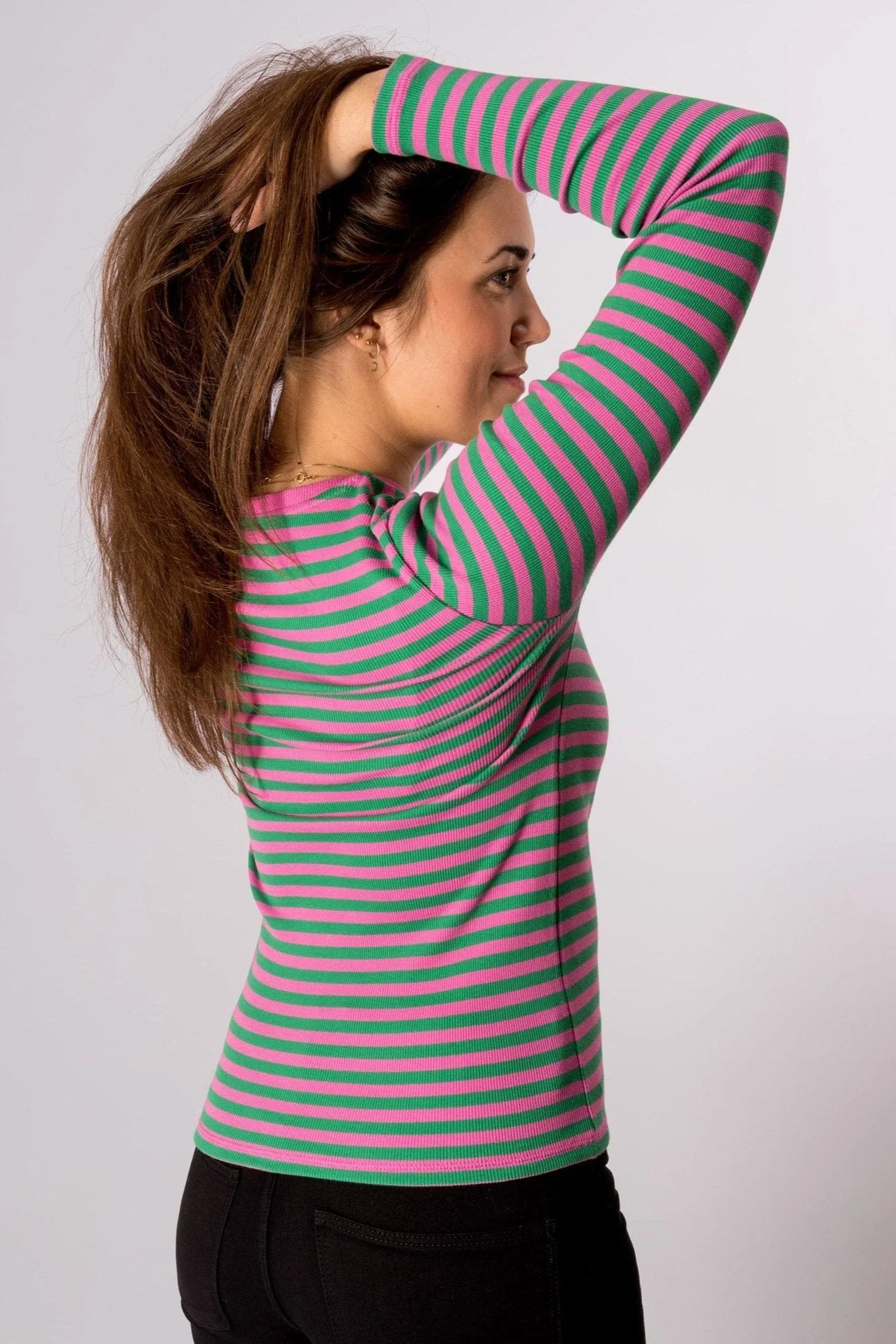 Line Long Sleeve Sweater - Super Pink/Jelly Bean - Image 4