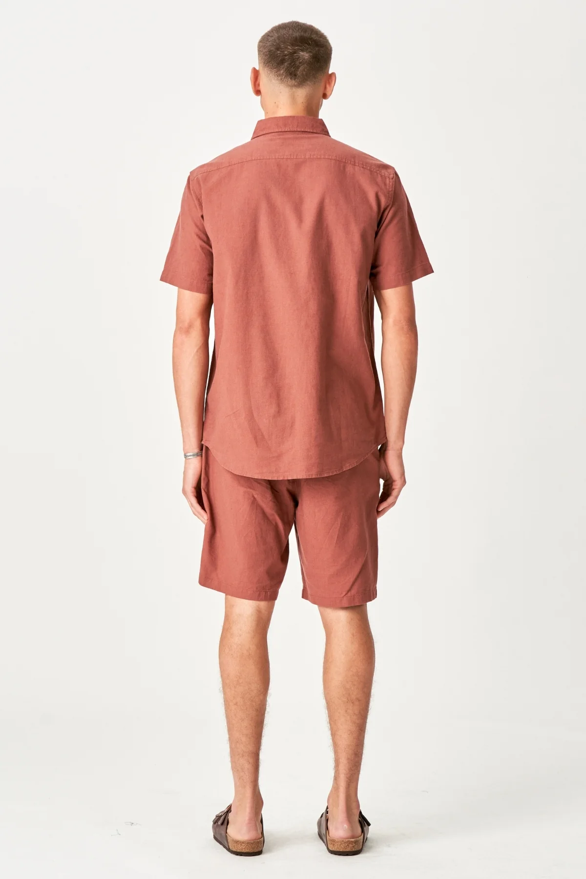 Linen Set Short-Sleeved Shirt + Linen Shorts – Terracotta (Package Deal) - Image 4