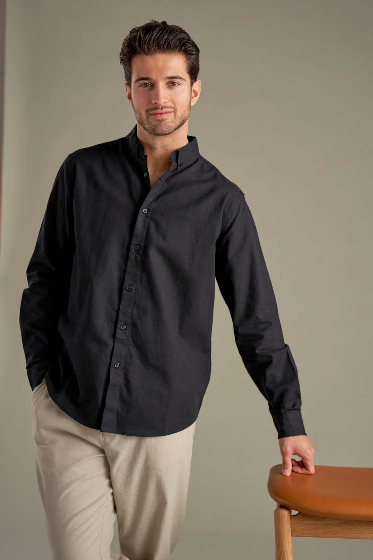 Linen Shirt - Black - Image 4