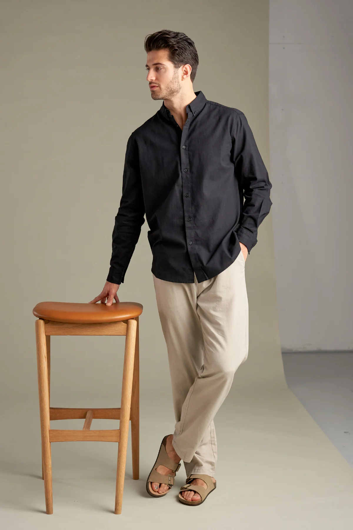Linen Shirt - Black - Image 5