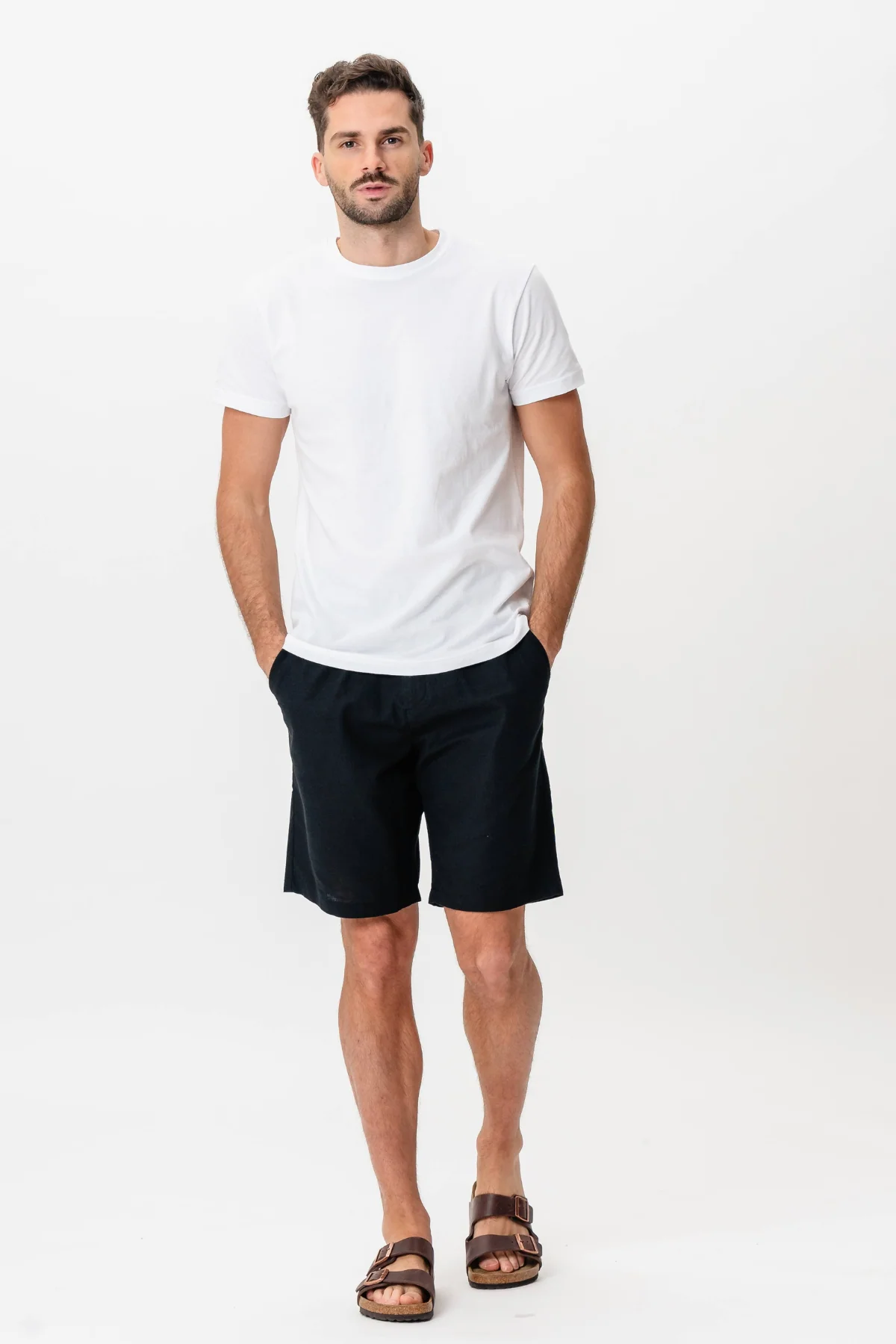 Linen Shorts - Black - Image 4