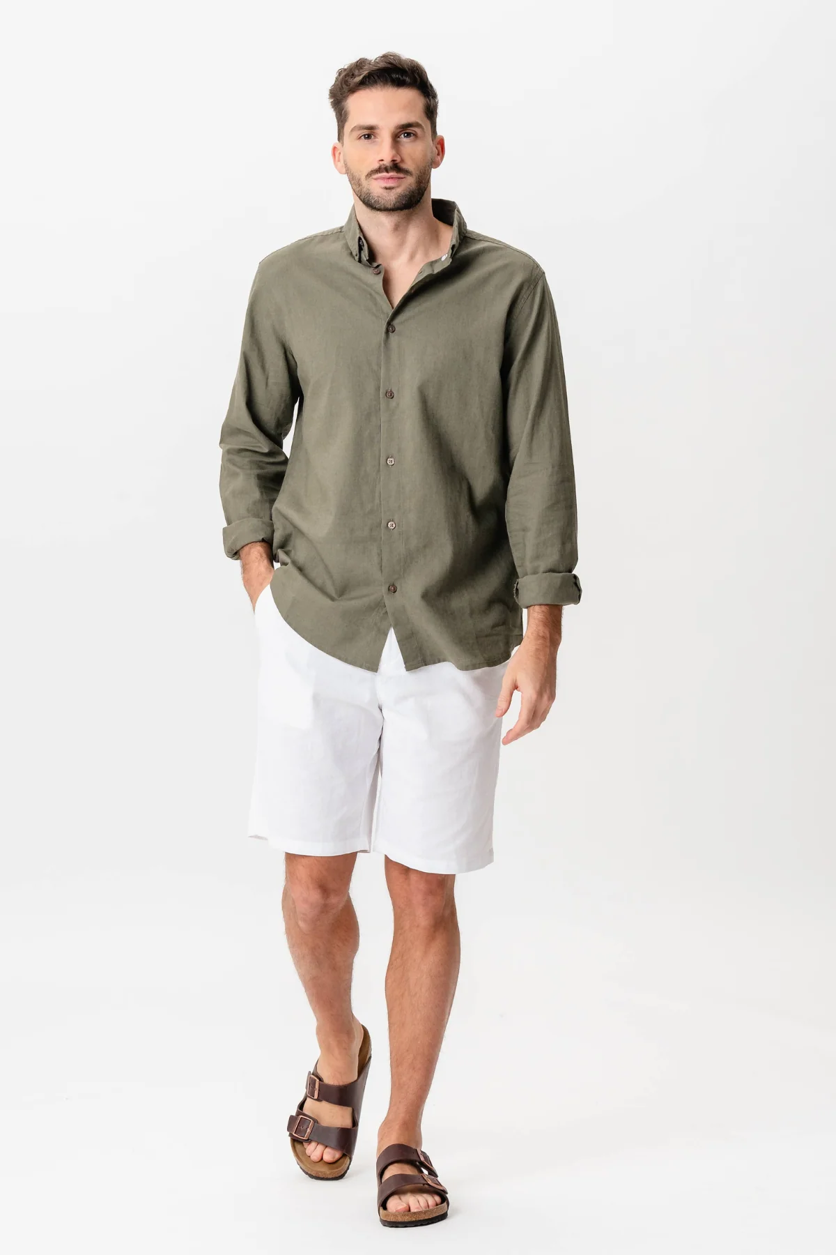 Linen Shorts - White - Image 3
