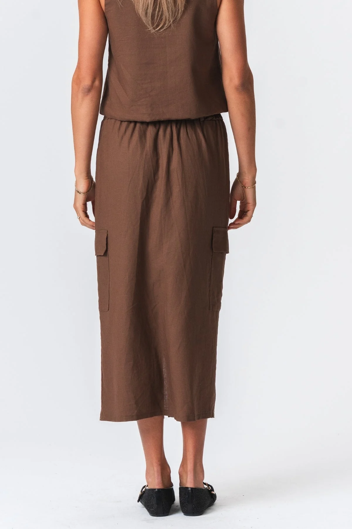 Linen Skirt - Brown - Image 4