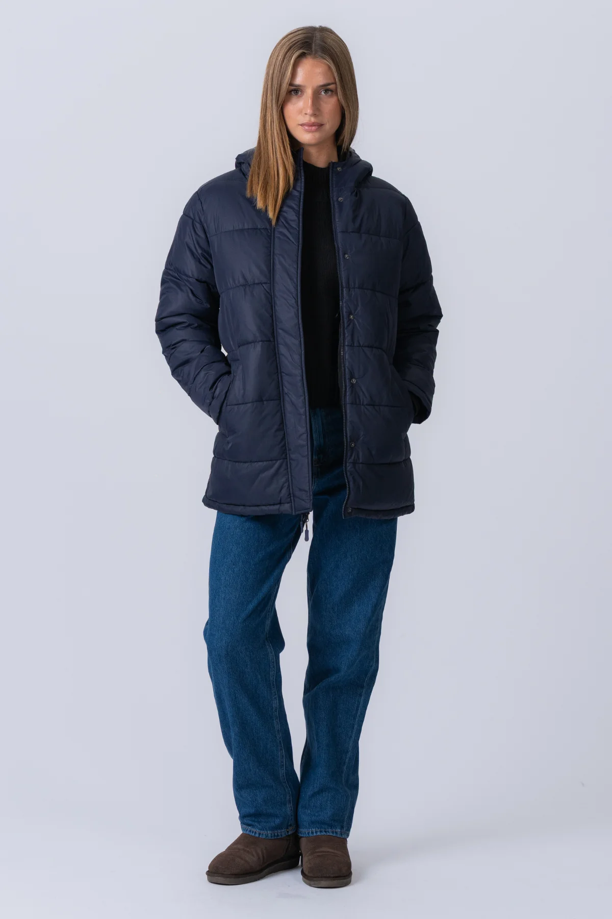 Long Puffer Jacket - Navy - Image 7