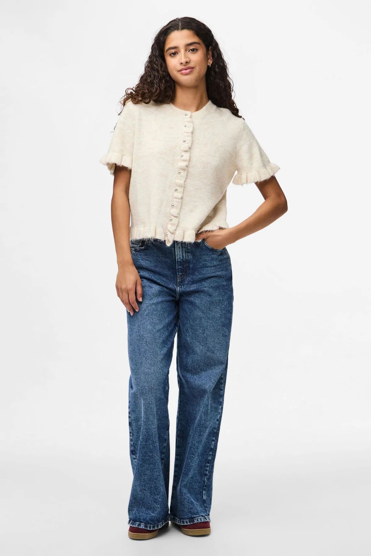 Lydia Frill Knit Cardigan - Birch - Image 2