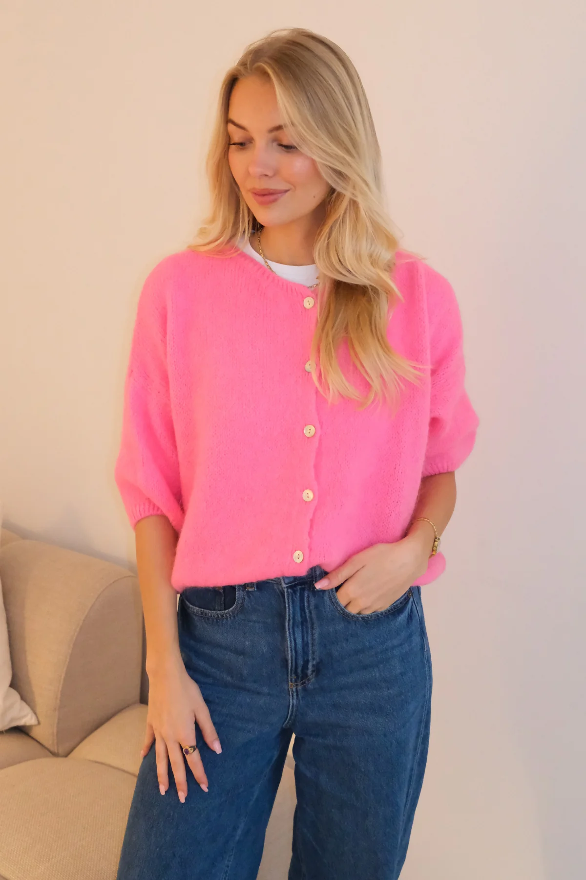 Mary Short Sleeved Knit - Baby Pink - Image 4