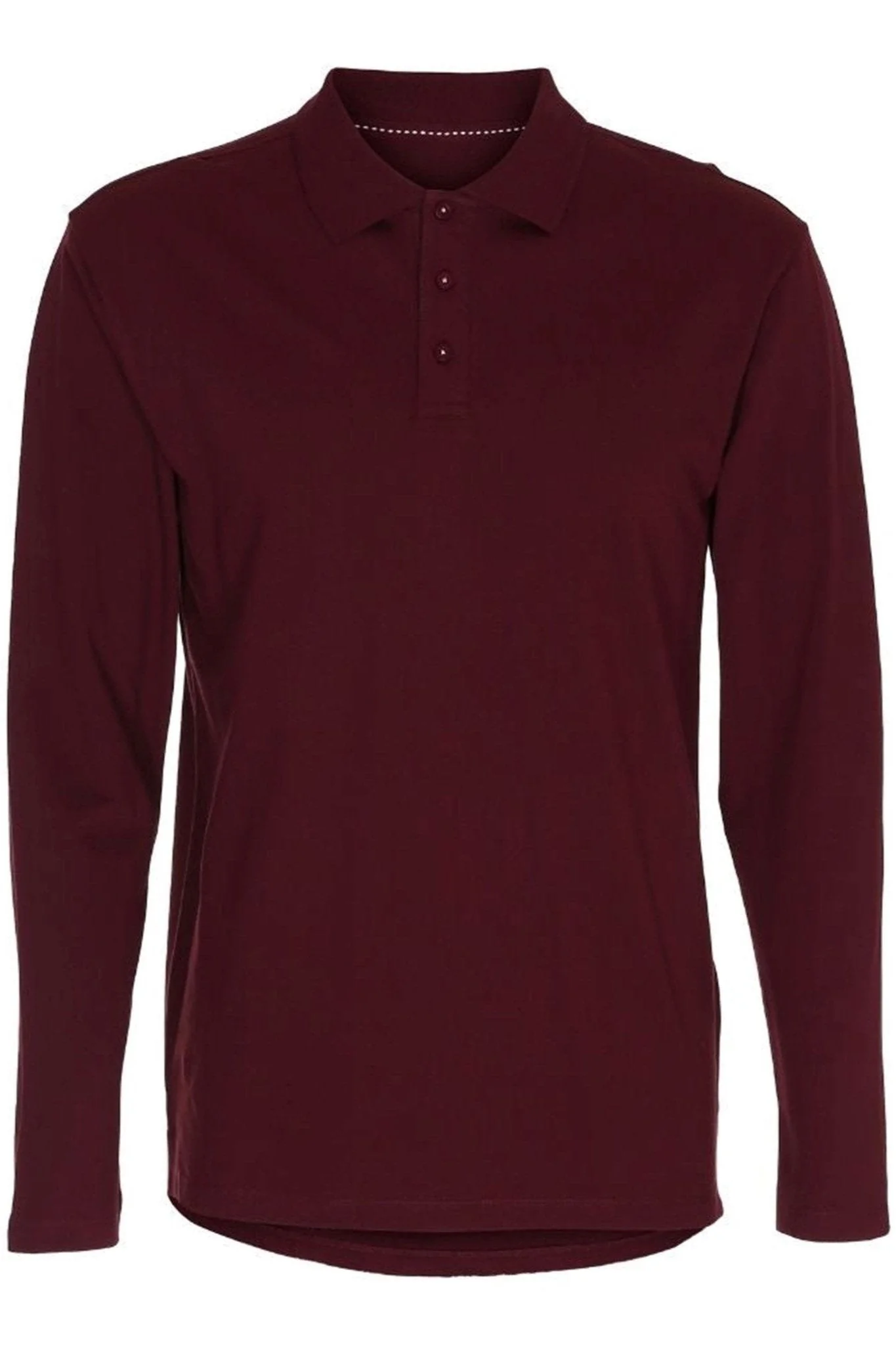 Muscle Long Sleeve Polo Shirt - Burgundy - Image 4