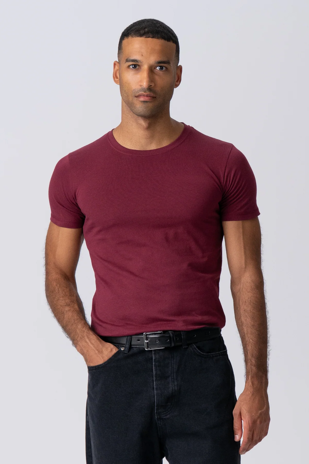 Muscle T-shirt - Burgundy Red - Image 3