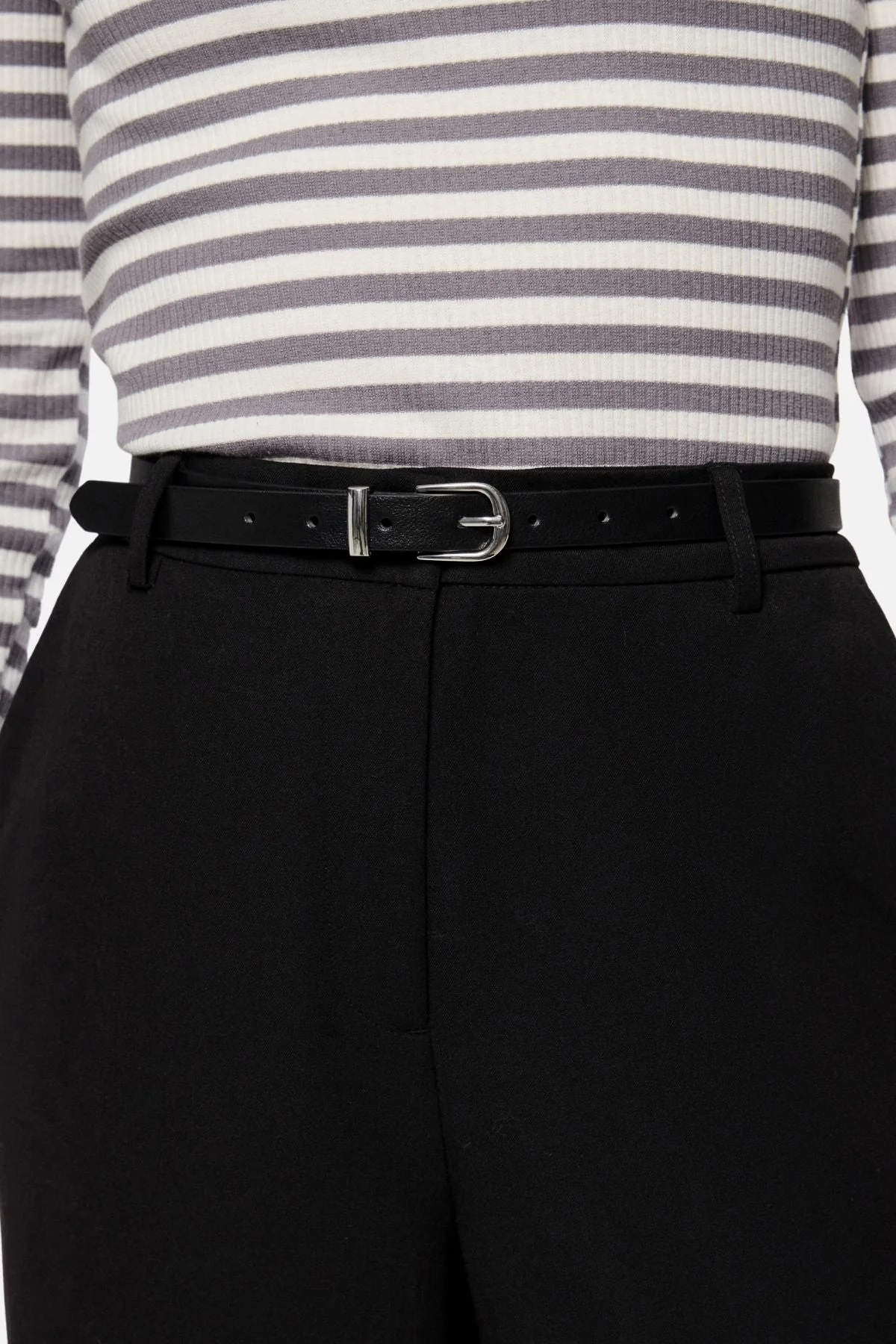 Myra Slim Belt - Black Silver - Image 2