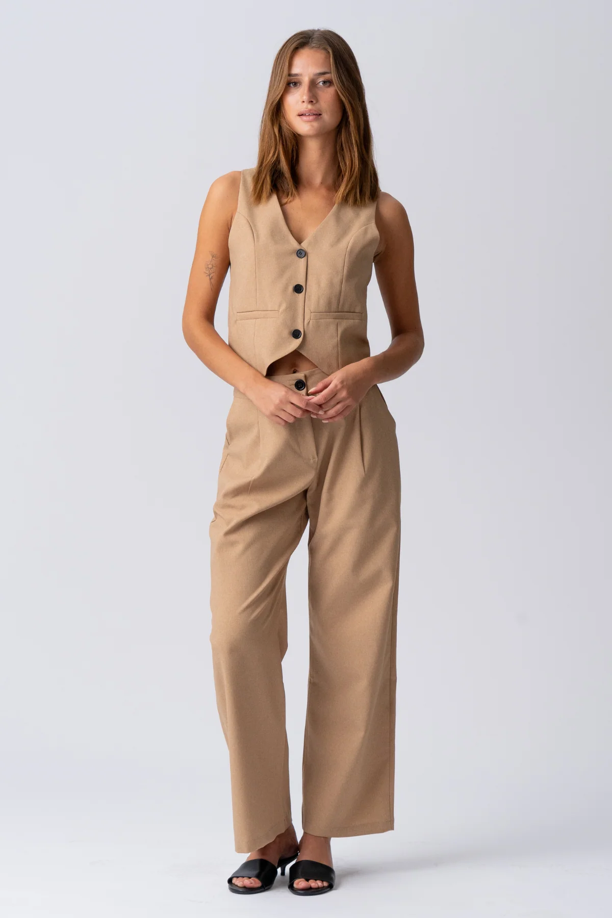 Natalie Vest and Pants (Light Brown) - Package deal