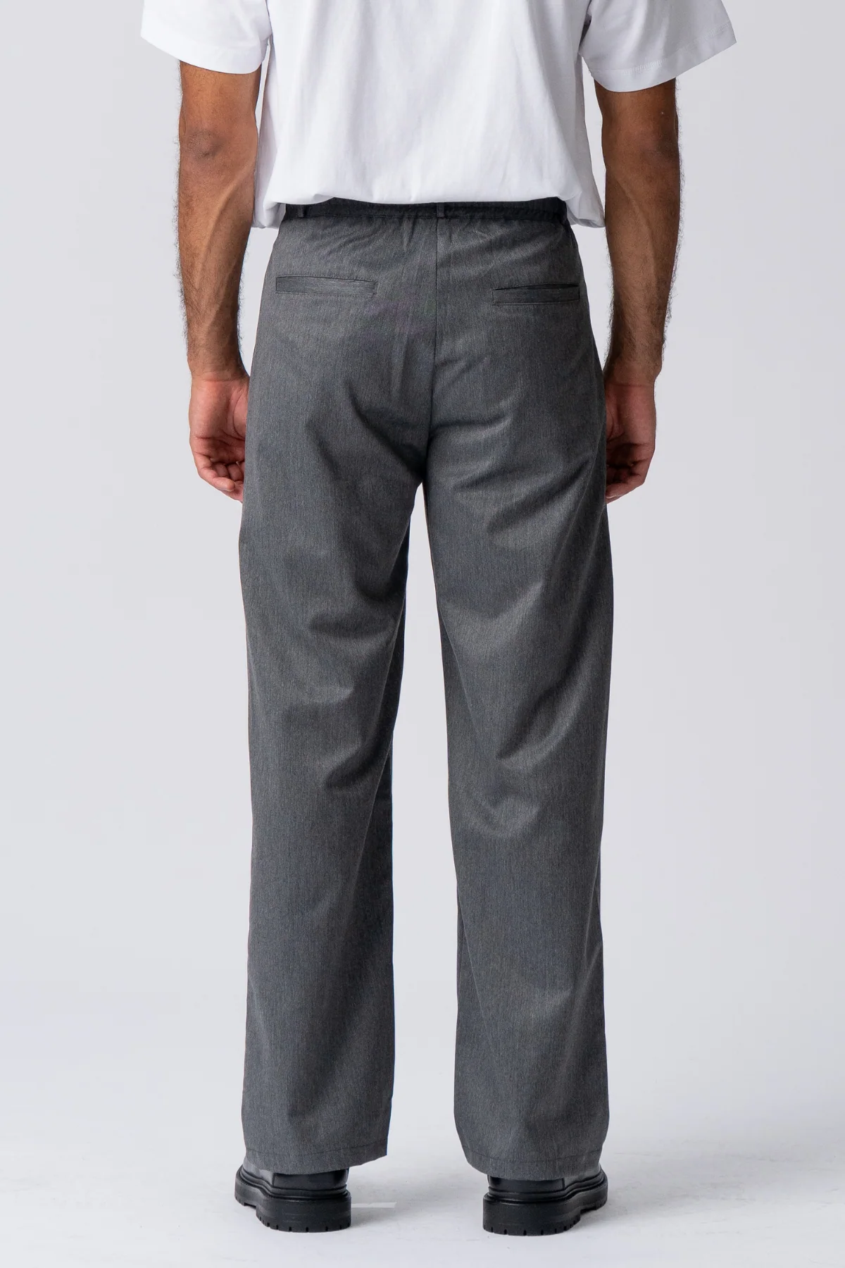 Pleated Wide Suit Pants - Light Grey - Image 4