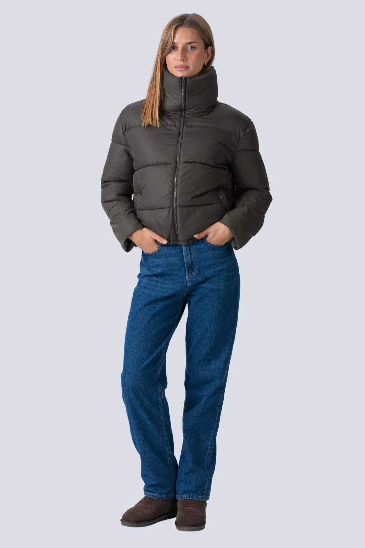 Short Puffer Jacket - Olive - Image 9