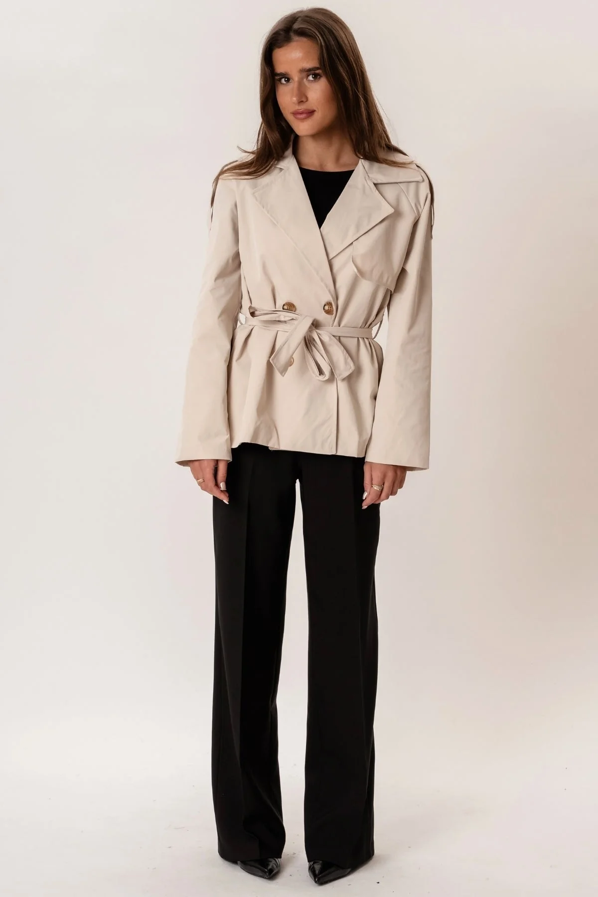 Sia Short Trenchcoat - Off White - Image 2