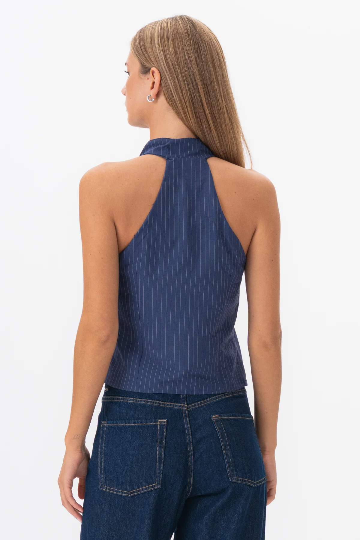 Silva Striped Top - Navy - Image 5