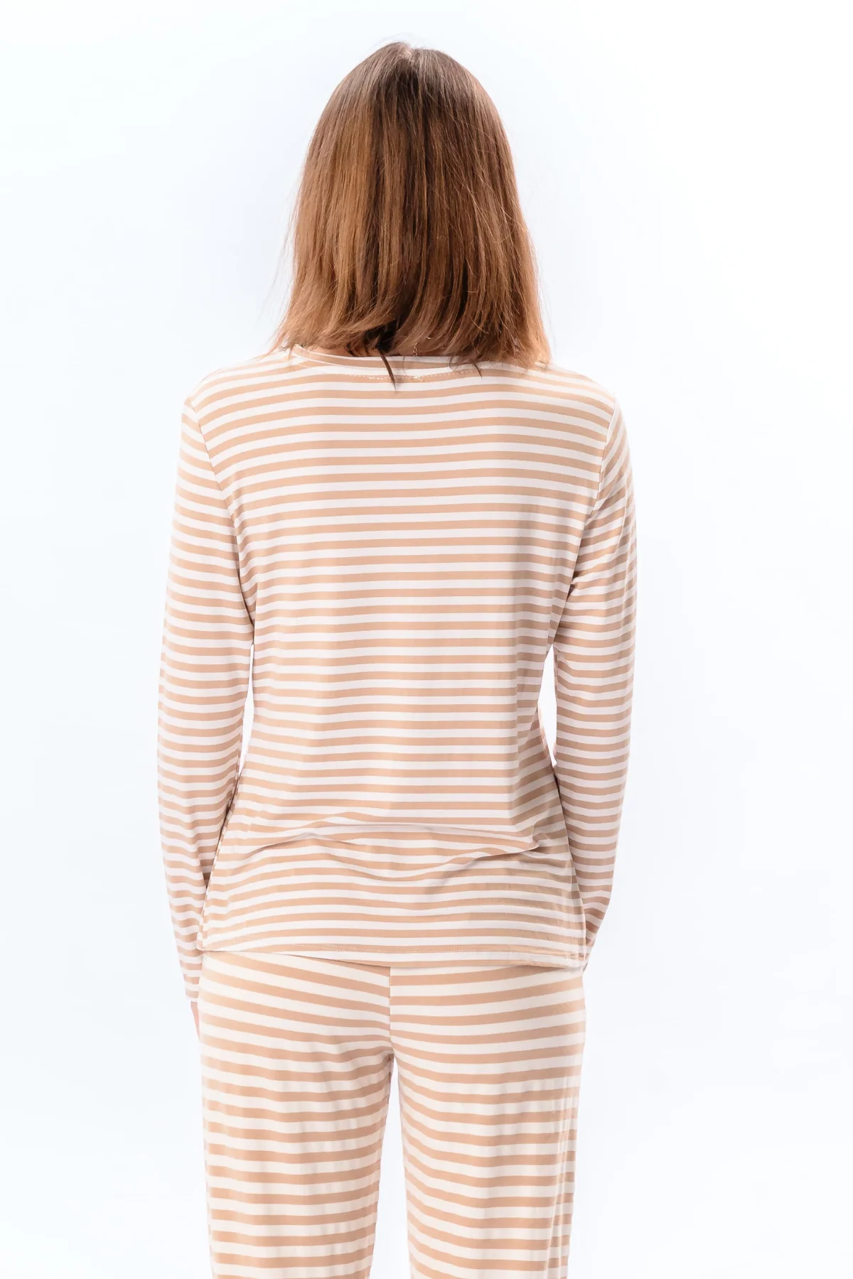 Stripped Long Sleeve Slim Fit - Beige - Image 5