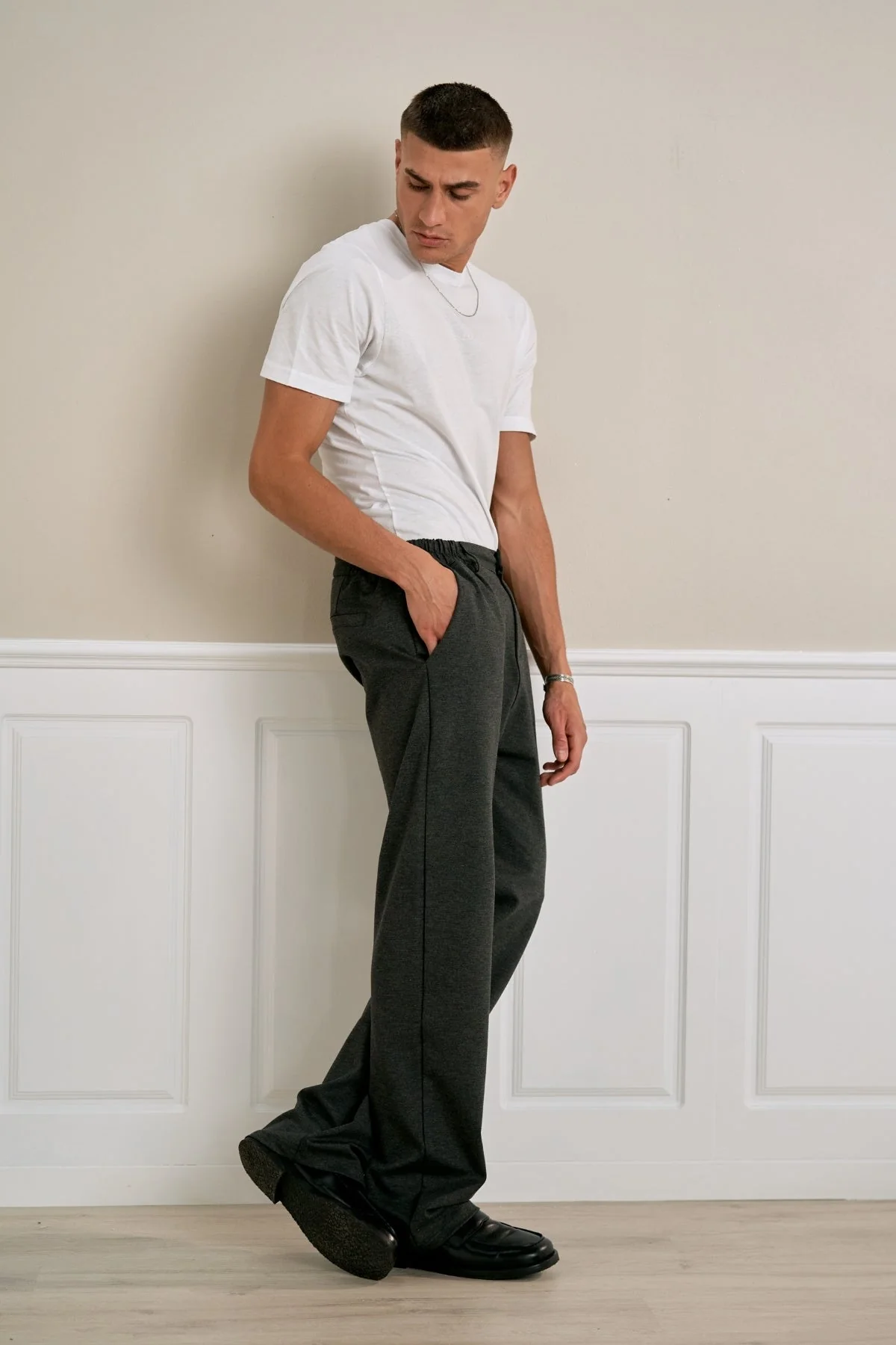 Suit Pants Loose - Charcoal Grey - Image 2