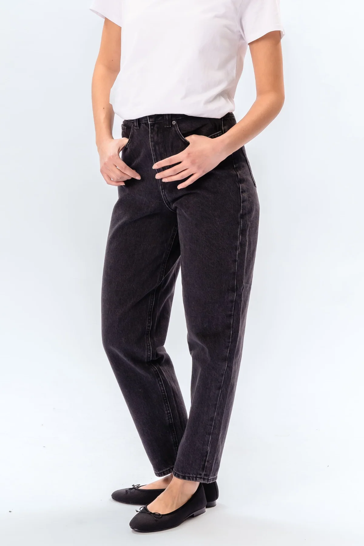 The Original Performance Mom Jeans - Washed Black Denim - Image 3